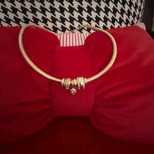 Anthropologie Elegant Gold Necklace with Crystal Accents